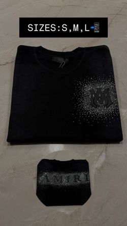 Amiri black tee with rime stones
