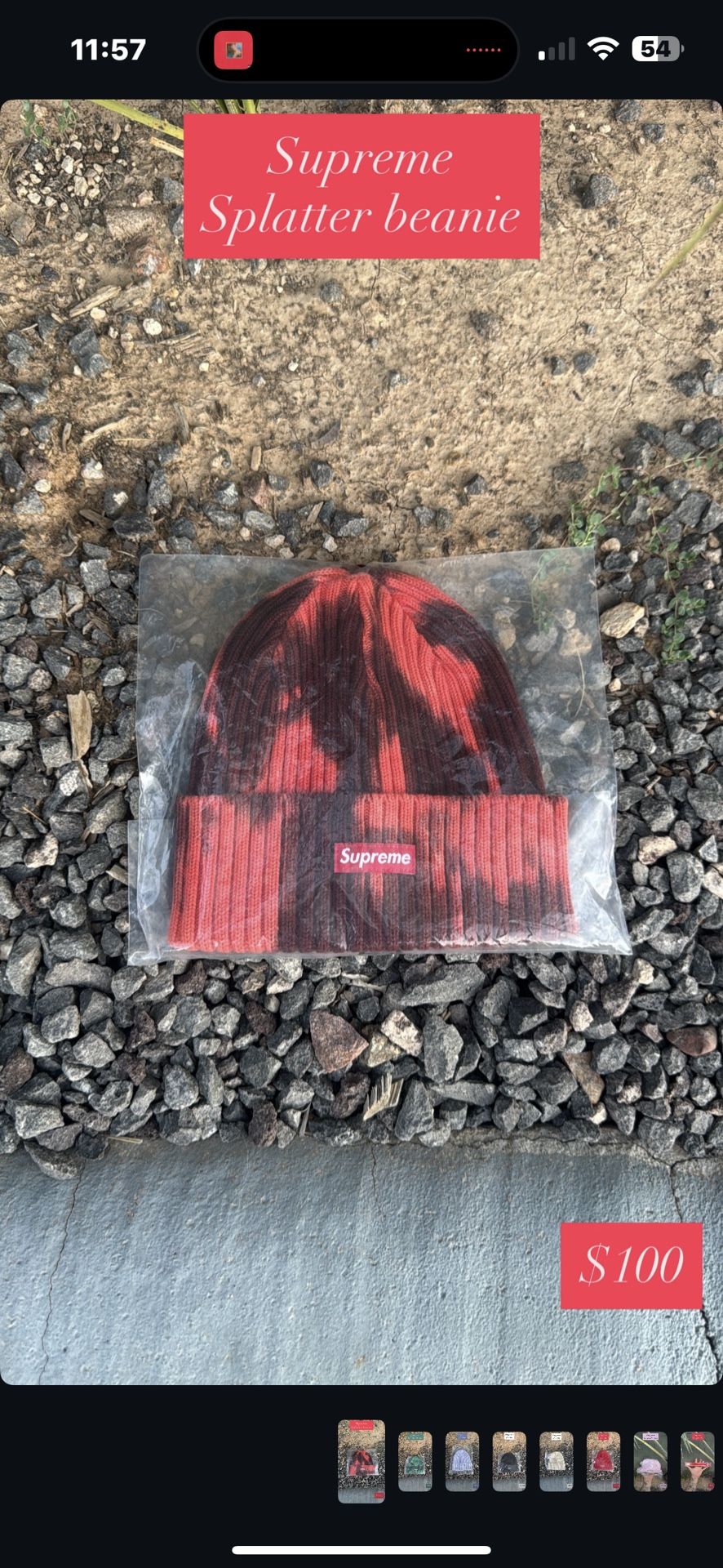 Supreme Red Splatter Beanie 