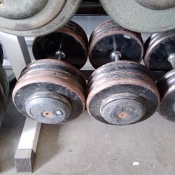 Pair Of 90-pound Pro-style Dumbbells 180lbs Total Weights 
