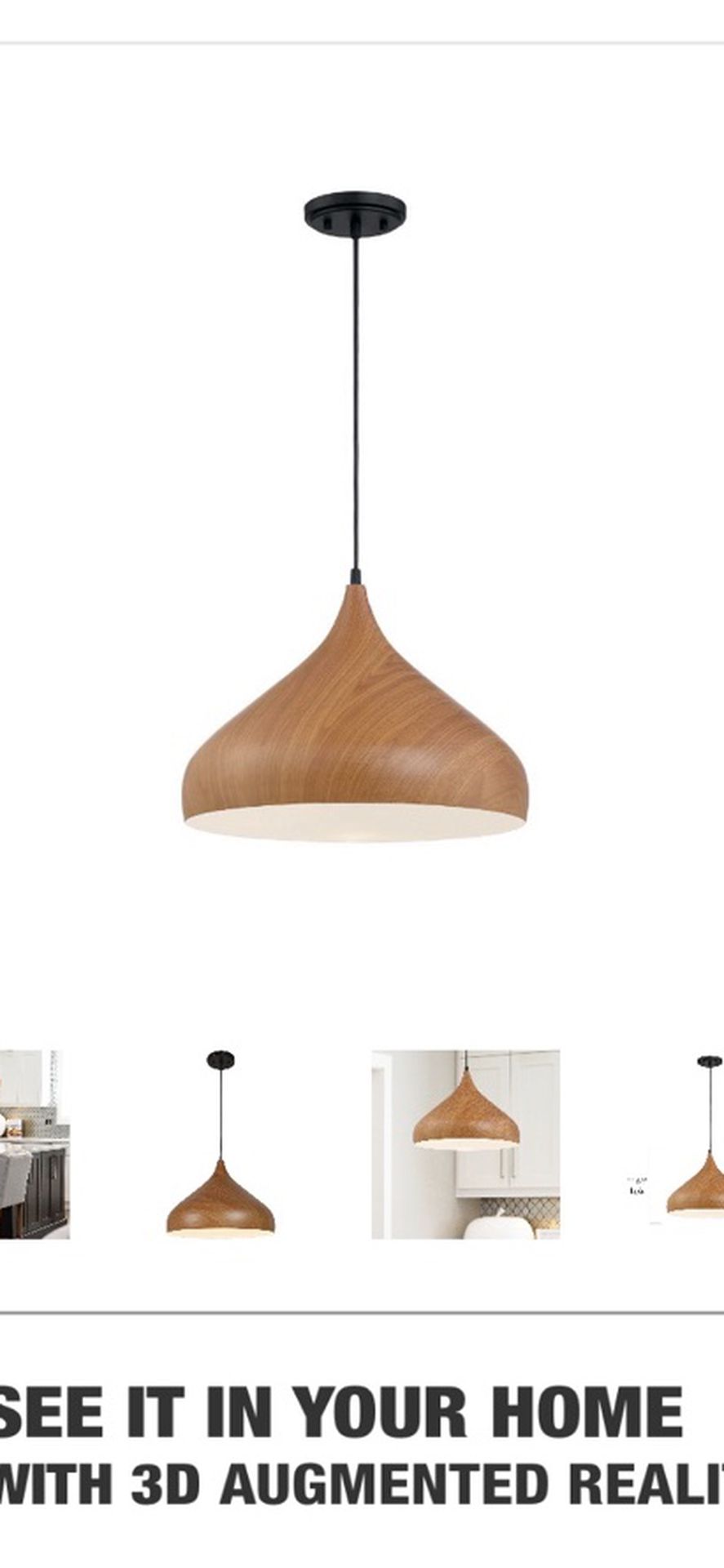 Designers Fountain Hana 1-Light Robusta Wood Style Finish Hanging Pendant