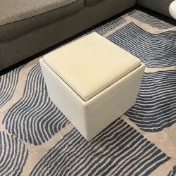 Set of 3 Leather Ottomans - - Full grain white leather - - Storage inside - - Nested design