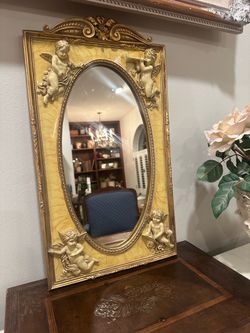 Ornate Gold Cherub Wall Mirror