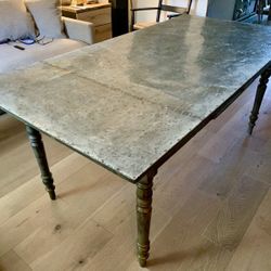 Antique French Zinc Top Dining Table – 19th Century, Rare