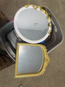 Aesthetic Gold & White Vanity Mirrors (Set of 2) 