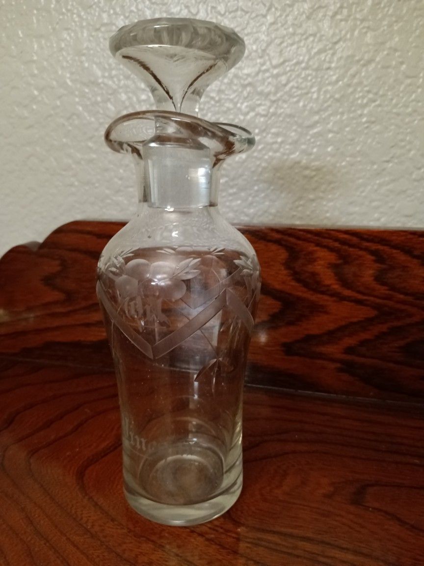 Vintage Vinegar Bottle With Mushroom Stopper
