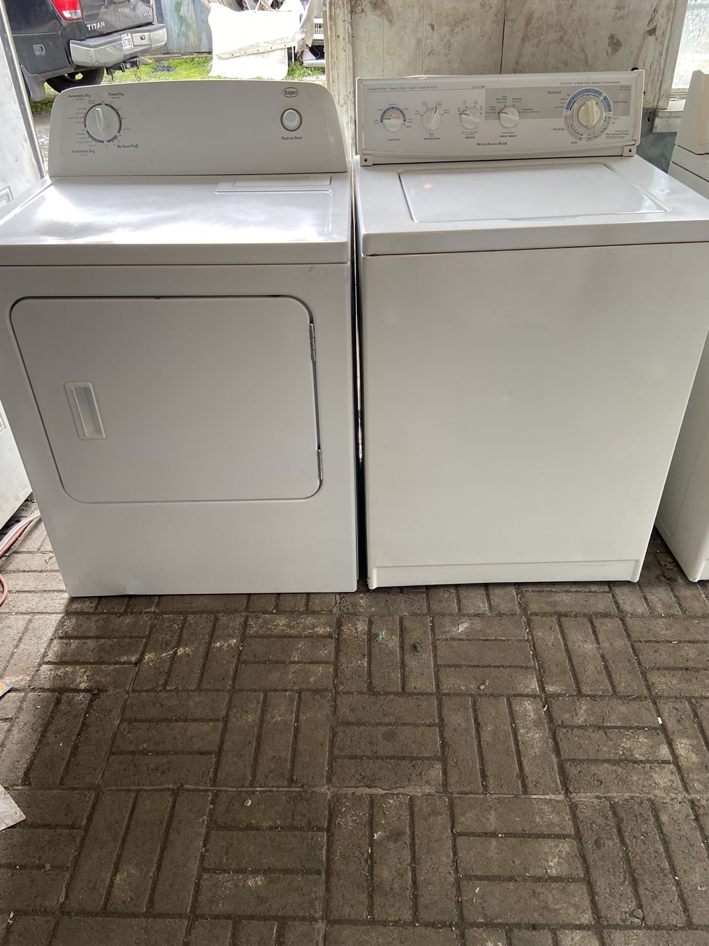 SUPER CAPACITY PLUS WASHER & ELECTRIC DRYER SET! BOTH RUN LIKE NEW! ALL MODES WORK ON BOTH! BOTH HAS BEEN CLEANED IN & OUTSIDE!WHIRLPOOL ROPER  DRYER 