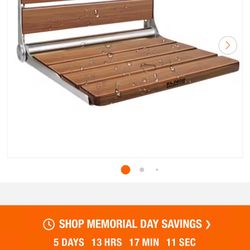 Wall Mounted Folding Teak Shower Seat for Inside Shower, Foldable Shower Bench in Brown