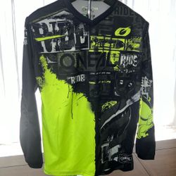 O'NEAL Motocross Jersey - Neon Yellow/Black Graphic Print - Long Sleeve - Size Youth XL