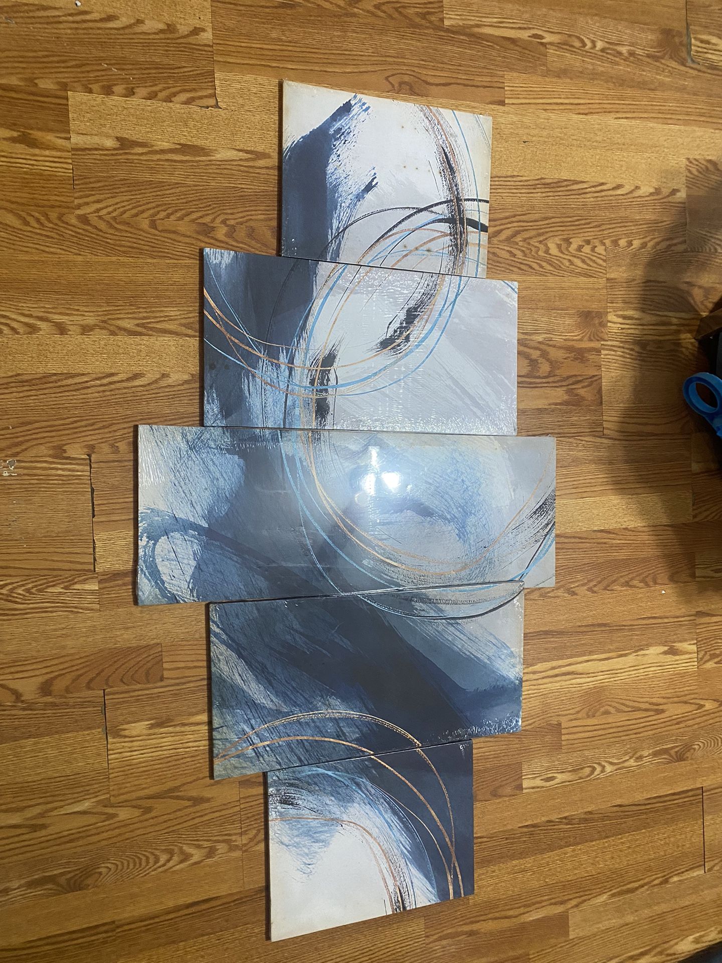 Blue Streak Paintings 5pc