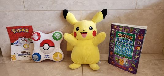 Pokémon plush, Trivia electronic game and Pokémon deluxe handbook