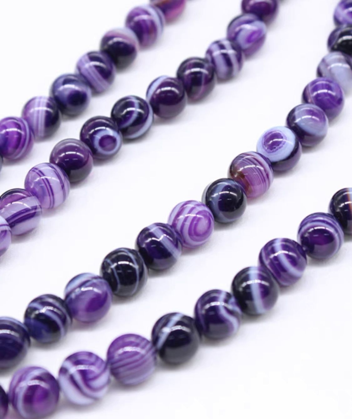 Purple Stripes Agate 8mm Loose Beads (1 strand/15”-16”