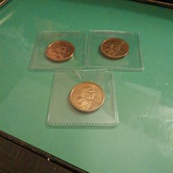 Set Of Three Sacagawea Dollar Coins, All Dated 2000