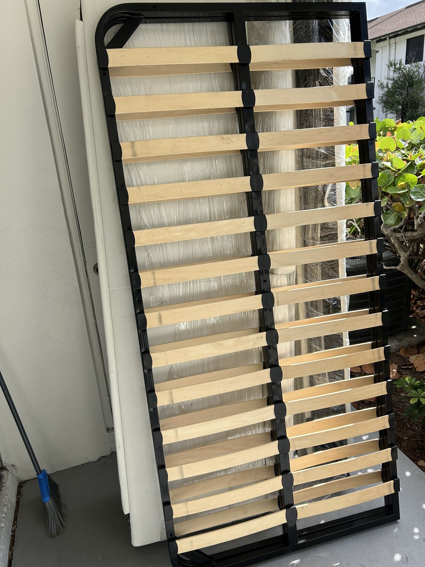 Free California King Bed Frame White Faux Leather | WPB