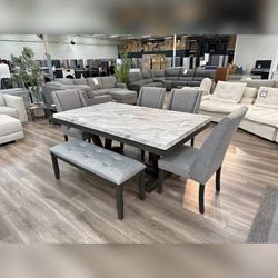 6 Pieces Gray Color Dining Table Set