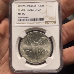 1991 1oz .999 FS Mexico 🇲🇽 Libertad Large Onza MS-65