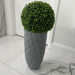 Fake Plant With Gray Vase 