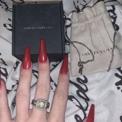 David Yurman Petite Albion Ring With Prasiolite And Diamonds Size 6