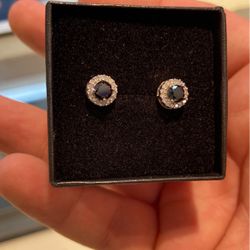 10k White Gold Black Diamond Earrings 1.8 Grams 