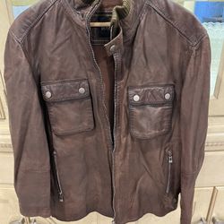 Brown Leather Hugo Boss Jacket $100