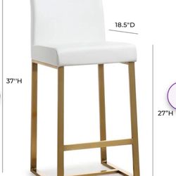Set of 4  Counter Stool with Gold Metal Frame
