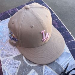  HAT CLUB EXCLUSIVE LOS ANGELES DODGERS SANDSTORM 100 ANNIVERSARY PINK TAN 7 1/8HAT