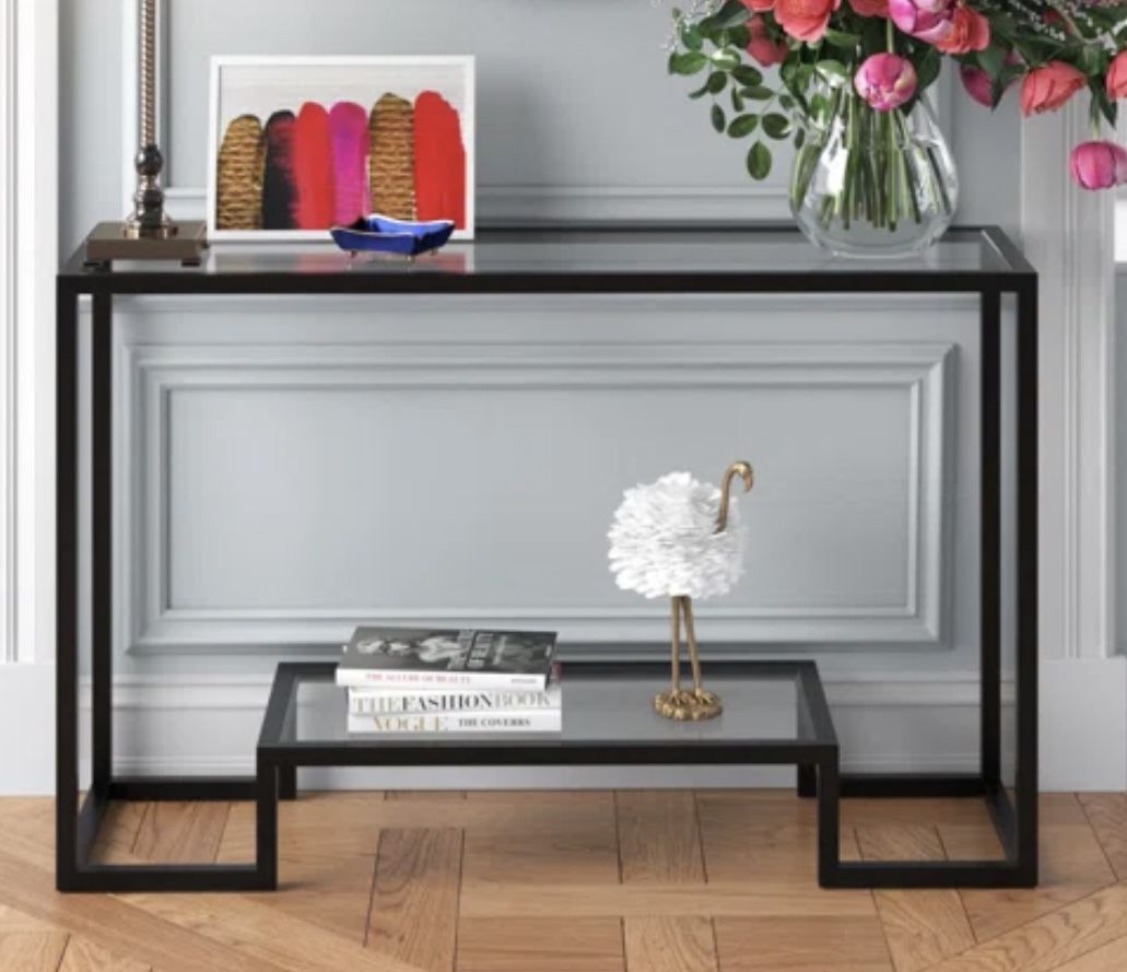 Shumake Glass Top Console Table