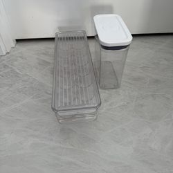 OXO 1.2qt Canister And iDesign Fridge Bins Egg Holder