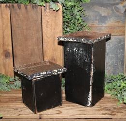 Chippy Black Vintage Architectural Salvage Candle Holders or Decor Pedestals Vases