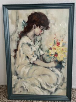 Körös Painting of Woman with Flowers