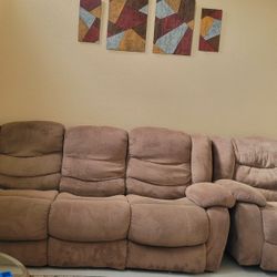 Power Reclining couch + Manual reclining rocking chair combo
