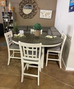 Dining Table Set With 4 Chairs | Extendable Table With Storage