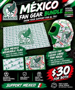 Mexico lucha libre fan mask and wearable flag