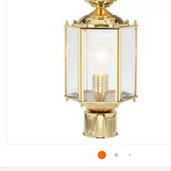 BrassGUARD Lantern Collection 1-Light Polished Brass Clear Beveled Glass Traditional Outdoor Post Lantern Light