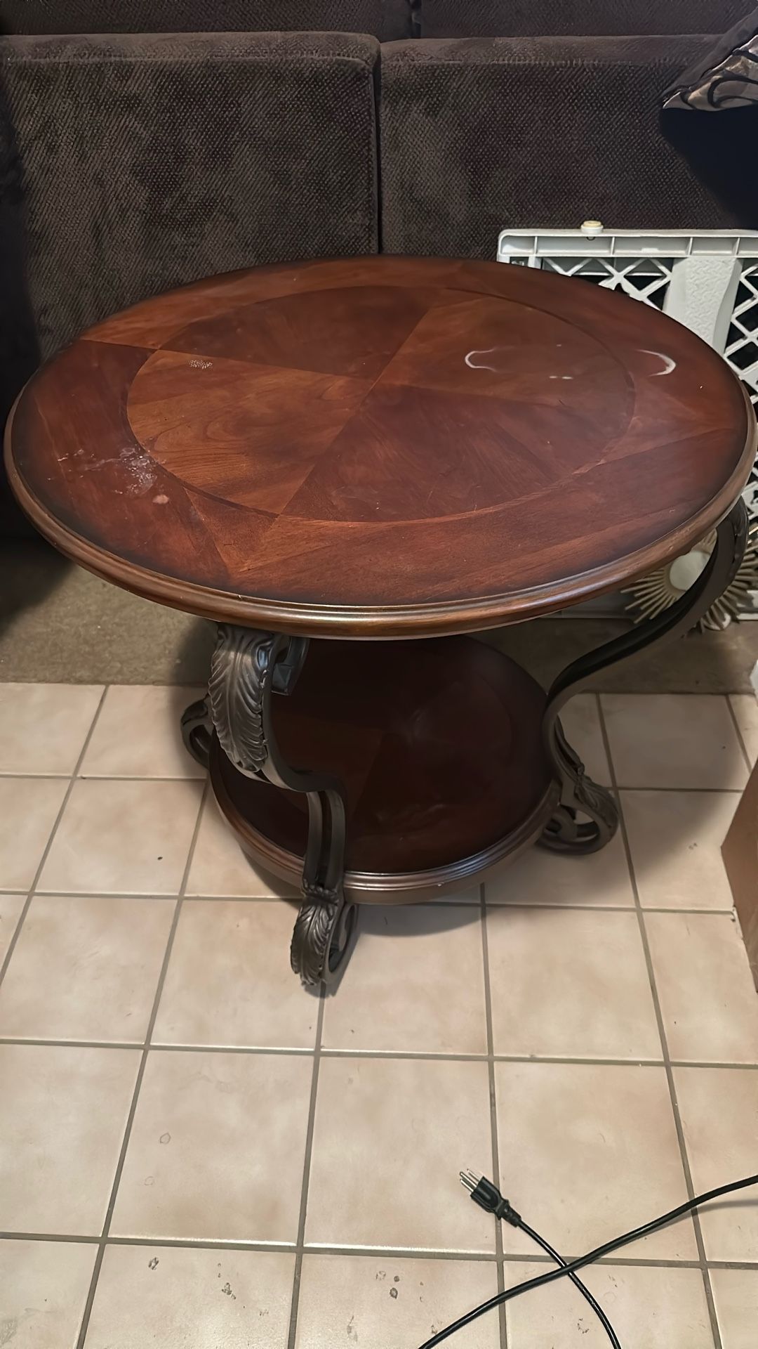 1/2 Round Wood & Metal End Table