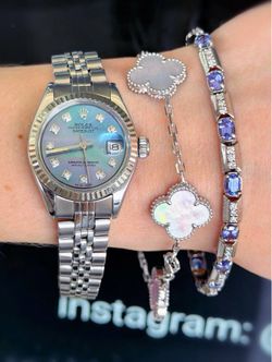 1973 Rolex Datejust 26mm Custom Blue MOP Diamond Dial Fluted Bezel Ladies watch 6917 box & appraisal papers