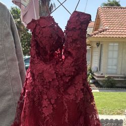 Burgundy Floral Formal Dress