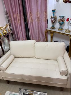 Bridgeview Leather Mid Century Modern Upholstered Square Arm Sofa or Loveseat (open box)