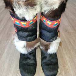 TECNICA Black Fur And Sheepskin Boots, Size 7