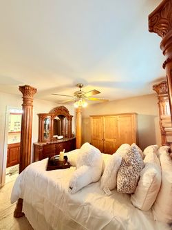 Ornate Wood Four-Poster Bed Frame