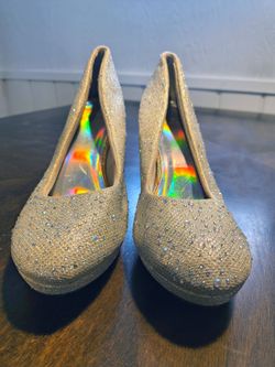 Silver Glitter Rhinestone Platform Heels