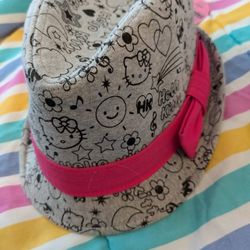 CHRISTMAS Hello Kitty Fedora Bucket Hat Grey Pink. Brand new with tags OS