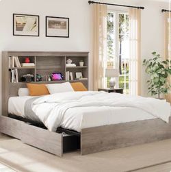 🛏️ BRAND NEW GARVEE FULL SIZE STORAGE BED FRAME – GRAY