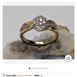 Diamond Ring Size 7 1/2 10 K Gold