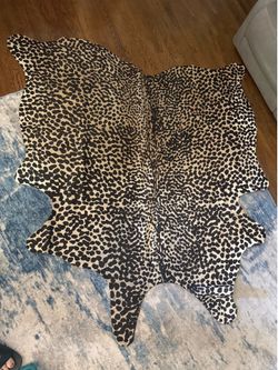 Four Hands Leopard Hair on Hide Rug New