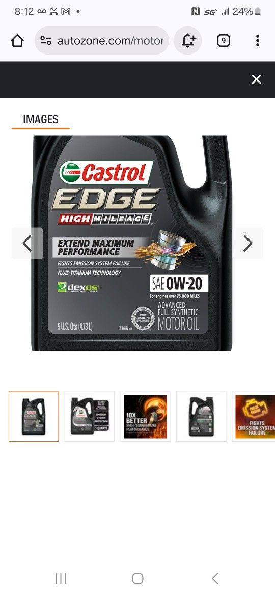 Castrol OW-20 MOTOR OIL FULL SYNTHETIC