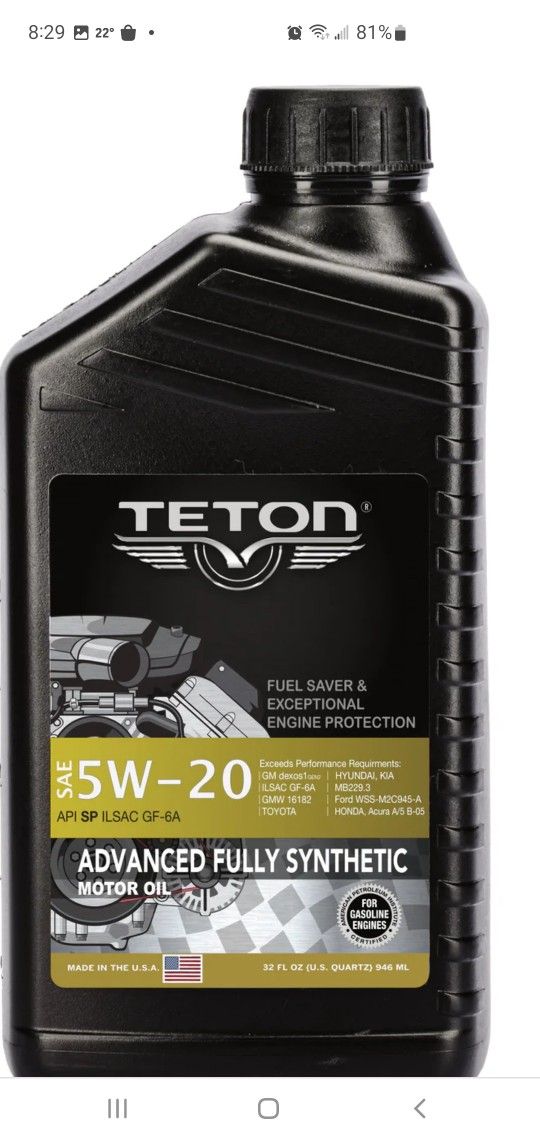 Special Price Motor Oil 5w20 Full Synthetic Dexos Case 12QT High Quality Available 