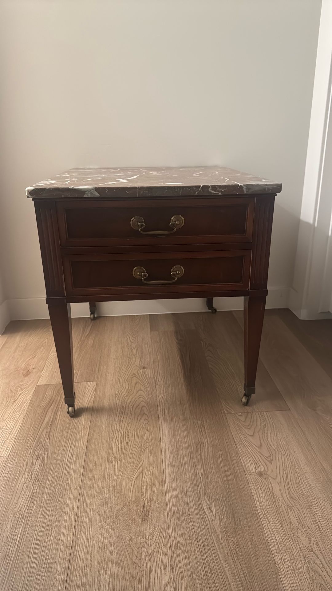 Heritage Henredon Mahogany Side Table With Marble Top