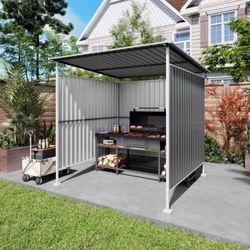 6x6 Ft Outdoor Metal Lean To Shelter