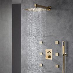 Brushed gold 3 way Thermostatic Shower valve system that each function run all together and seperately