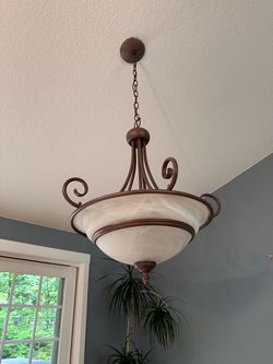 Bronze Chandelier with Glass Bowl